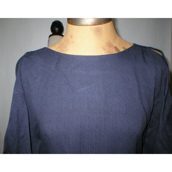 New Womens NWT 40 Italy Vionnet Paris Dress Gown 4 Designer Navy Blue Cupro Silk - Picture 2 of 12